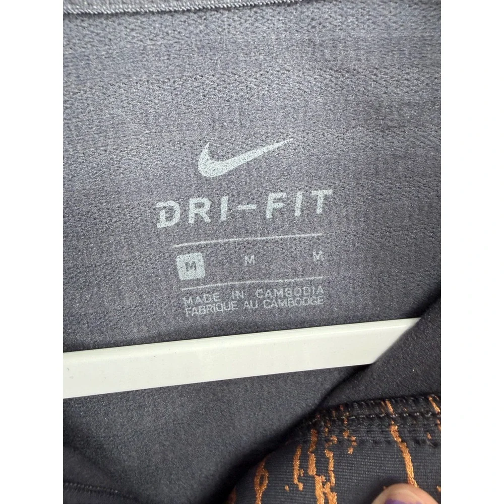 Nike Womens Quarter Zip Pullover Dri-FIT Copper Crackle Print Gray Medium